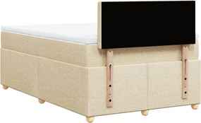 vidaXL Κρεβάτι Boxspring με Στρώμα Κρεμ 120x200 εκ. Υφασμάτινο