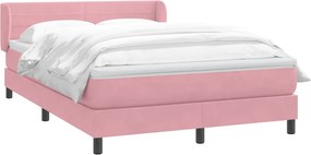 vidaXL Κρεβάτι Boxspring με Στρώμα Ροζ 140x210 εκ. Βελούδινο