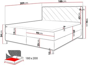 Επενδυμένο κρεβάτι Enzo II-180 x 200-Ekrou