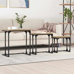 vidaXL Φωτιστικό Τραπεζάκι 3 pcs artisan δρυς Επεξεργασμένο ξύλο