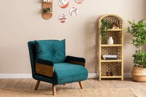 Πολυθρόνα-Κρεβάτι Πετρόλ Πράσινο COSMO SINGLE 77x70x82