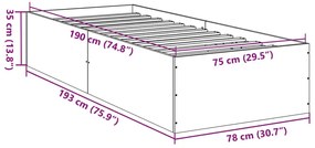 ΠΛΑΙΣΙΟ ΚΡΕΒΑΤΙΟΥ ΓΚΡΙ SONOMA 75X190 ΕΚ. ΕΠΕΞΕΡΓΑΣΜΕΝΟ ΞΥΛΟ 841991