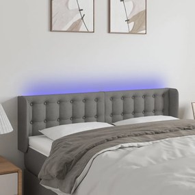 Κεφαλάρι Κρεβατιού LED Σκούρο Γκρι 147x16x78/88 εκ. Υφασμάτινο - Γκρι