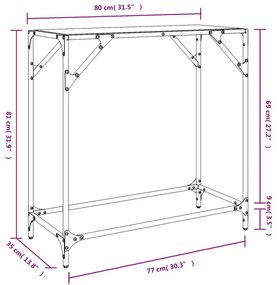 Τραπέζι Κονσόλα Επιφάνεια Μαύρο Γυαλί 60x35x81 εκ. Ατσάλι - Μαύρο