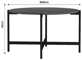 Τραπεζάκι σαλονιού Aisle μελαμίνης καρυδί-μαύρο Φ80x45εκ 80x80x45 εκ.