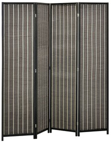 HOMCOM Διαχωριστικό Δωματίου, πτυσσόμενο, Ξύλο πεύκου/Μπαμπού, 180 x 180 cm, Καφέ/Μαύρο