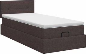 vidaXL Κρεβάτι Ottoman με στρώμα Σκούρο Καφέ 100 x 200 cm Ύφασμα