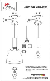 Φωτιστικό Οροφής  SE21-NM-4-4NM-MS2 ADEPT TUBE Nickel Matt Pendant Black Metal Shade+ - 51W - 100W - 77-8462