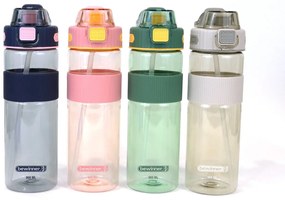 Μπουκάλι με Καπάκι και Καλαμάκι Bewinner Πολύχρωμο Διαφανές 900 ml