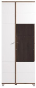 Βιτρίνα Burgundy 2K VS1 200 Λευκό - Flagstaff Oak -Λευκό Γυαλιστερό 78,5x40x197 εκ. 78.5x40x197 εκ.