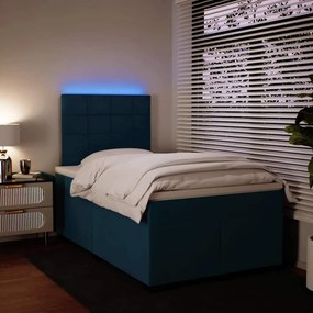 vidaXL Κρεβάτι Boxspring με Στρώμα Μπλε 120x200 εκ. Βελούδινο