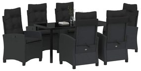 vidaXL Σέτ φαγητού για κήπο 7 pcs Μαύρο συνθετικό ρατάν