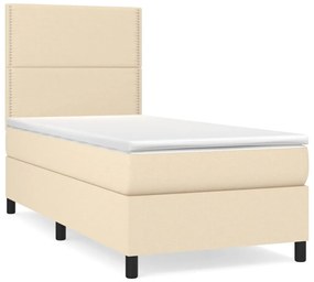 Κρεβάτι Boxspring με Στρώμα Κρεμ 80 x 200 εκ. Υφασμάτινο - Κρεμ