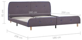 vidaXL Πλαίσιο Κρεβατιού Χρώμα Taupe 180 x 200 εκ. Υφασμάτινο