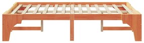vidaXL Κρεβάτι δαπέδου με αποθήκευση Καφέ 135 x 190 cm Ξύλο πεύκου