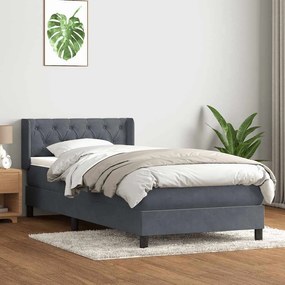 Box Spring Κρεβάτι με στρώμα Σκούρο γκρι 80x210 εκ. Βελούδινο - Γκρι