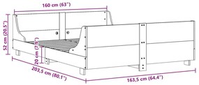 Σκελετός Κρεβ. Χωρίς Στρώμα Καφέ Κεριού 160x200 εκ Μασίφ Πεύκο - Καφέ