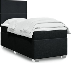 vidaXL Κρεβάτι Boxspring με Στρώμα Μαύρο 90x190 εκ.Υφασμάτινο