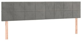 Κεφαλάρι Κρεβατιού LED Ανοιχτό Γκρι 160x5x78/88 εκ. Βελούδινο  - Γκρι