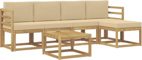 vidaXL Σειρά Καναπέ Εξωτερικού με μαξιλάρι 6 pcs Λευκό και Μπεζ
