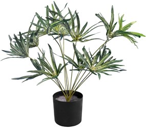 GloboStar® Artificial Garden BROADLEAF LADY PALM 20059 Τεχνητό Διακοσμητικό Φυτό Πλατύφυλλος Φοίνικας Μπαμπού Υ50cm