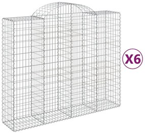 vidaXL Συρματοκιβώτια Τοξωτά 6 τεμ. 200x50x160/180 εκ. Γαλβαν. Ατσάλι