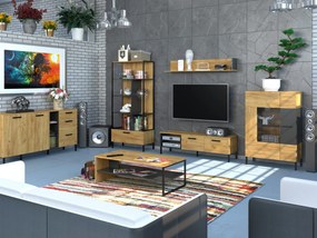 Βιβλιοθήκη Santes Χρυσό Δρυς-Γραφίτης 90x42x97.5cm