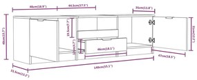 vidaXL Έπιπλο Τηλεόρασης Γκρι Sonoma 140x35x40 εκ. Επεξεργασμένο Ξύλο