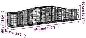 vidaXL Συρματοκιβώτια Τοξωτά 20 τεμ. 400x50x60/80 εκ. Γαλβαν. Ατσάλι