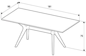 Τραπέζι Luna Megapap χρώμα florida oak 181x90x75εκ.