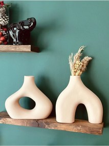 Stewehome Σετ διακοσμητικών βάζων σκανδιναβικού στιλ από κεραμικό Μπεζ