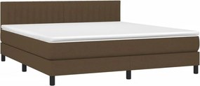 vidaXL Κρεβάτι Boxspring με Στρώμα &amp; LED Σκ.Καφέ 160x200 εκ Υφασμάτινο