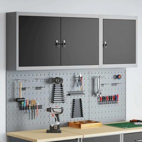 vidaXL Σετ Εργαλειοθήκης 5 Τεμαχίων με Πίνακα Αναρτήσεων Τοίχου Μαύρο Μέταλλο