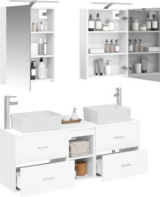 vidaXL Σετ Επίπλων Μπάνιου 5 pcs Λευκό Επεξεργασμένο Ξύλο και Γυαλί