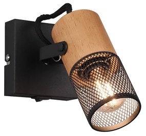 Σποτ Μονόφωτο 9xH13cm 1xE14 Μαύρο Μέταλλο-Ξύλο Trio Lighting Tosh 804370132