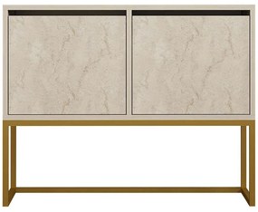 Κονσόλα Zermat 495SSE1910 90x34x70cm Travertine Beige-Gold Μοριοσανίδα, Μελαμίνη