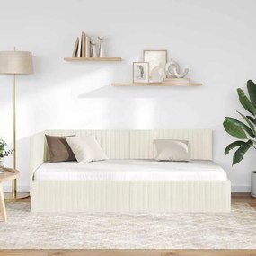 vidaXL Κρεβάτι Γωνίας Κρεμ 90 x 200 cm Βελούδο