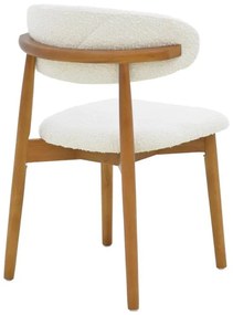Καρέκλα Τραπεζαρίας Ubene Rubberwood Kαρυδί - Mπουκλέ Ύφασμα Λευκό 51x56x79εκ. 2αδα 51x56x79 εκ.