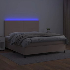 vidaXL Κρεβάτι Boxspring Στρώμα&amp;LED Καπουτσίνο 180x200 εκ. Συνθ. Δέρμα