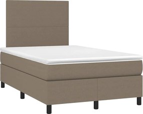 vidaXL Κρεβάτι Boxspring με Στρώμα &amp; LED Taupe 120x190 εκ. Υφασμάτινο