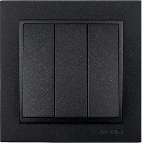 Διακόπτης τριπλός γραφίτης Mono Electric σειρά Despina Metallic