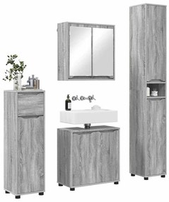vidaXL Σετ Επίπλων Μπάνιου 4 pcs Γκρίζο Σονομα Επεξεργασμένο ξύλο
