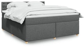 Κρεβάτι Boxspring με Στρώμα Σκούρο Γκρι 180x200 εκ Υφασμάτιν