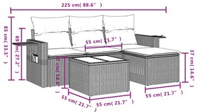 vidaXL Σαλόνι Κήπου Σετ 4 Τεμαχίων Καφέ Συνθετικό Ρατάν με Μαξιλάρια