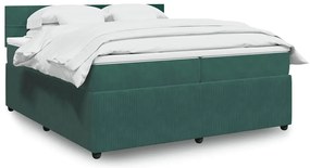 vidaXL Κρεβάτι Boxspring με Στρώμα Σκούρο Πράσινο 200x200εκ. Βελούδινο