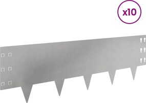 vidaXL Περίγραμμα γκαζόν 10 τμχ. 100 x 30 cm Ανοξείδωτο Ατσάλι Ασημί