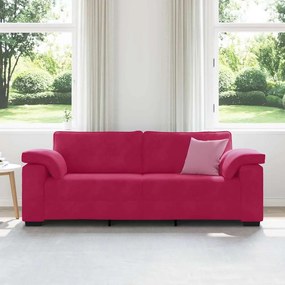 vidaXL Τριθέσιος Καναπές Κόκκινος Βελούδος 220x77x82 εκ.