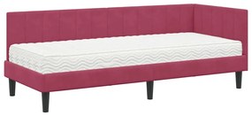 vidaXL Κρεβάτι Γωνίας με στρώμα Μπορντό 80 x 200 cm Βελούδο