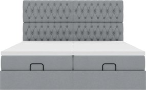 VidaXL Οθωμανικό κρεβάτι με στρώματα & LEDs Ανοιχτό γκρι ύφασμα