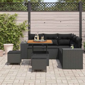 vidaXL Σετ Καναπέ Κήπου 8 pcs Μαύρο συνθετικό ρατάν